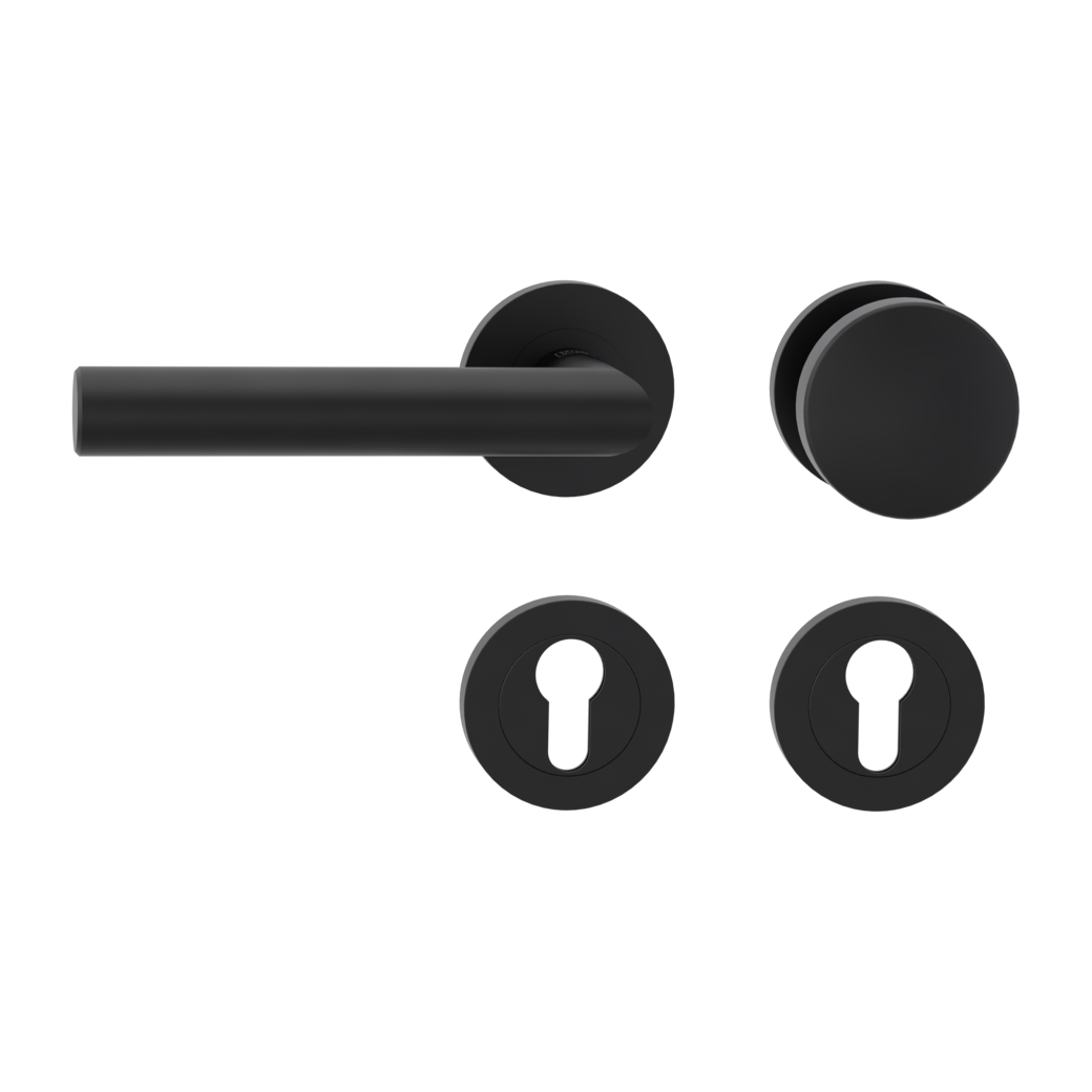 knob handle rose set LUCIA PROF screw on cl3 rose set round knob R2 graphite black L