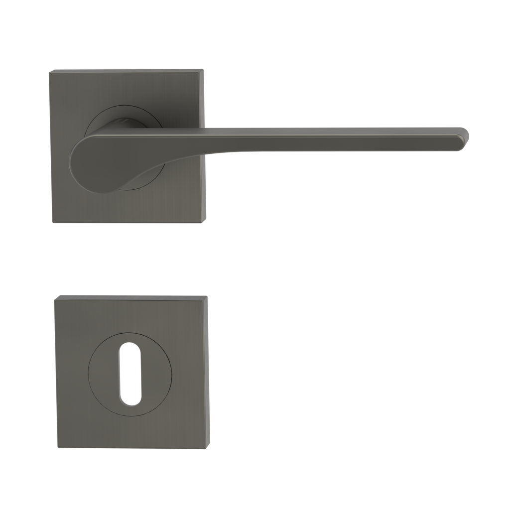 LEAF LIGHT door handle set Screw-on sys.GK4 straight-edged escut. Cipher bit cashmere grey