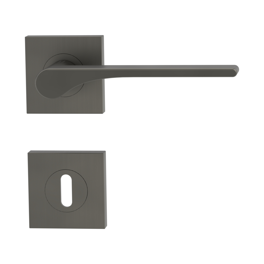 Silhouette product image in perfect product view shows the GRIFFWERK rose set Leaf Light square in the version mortice lock- kashmire grey - screw-on technique
