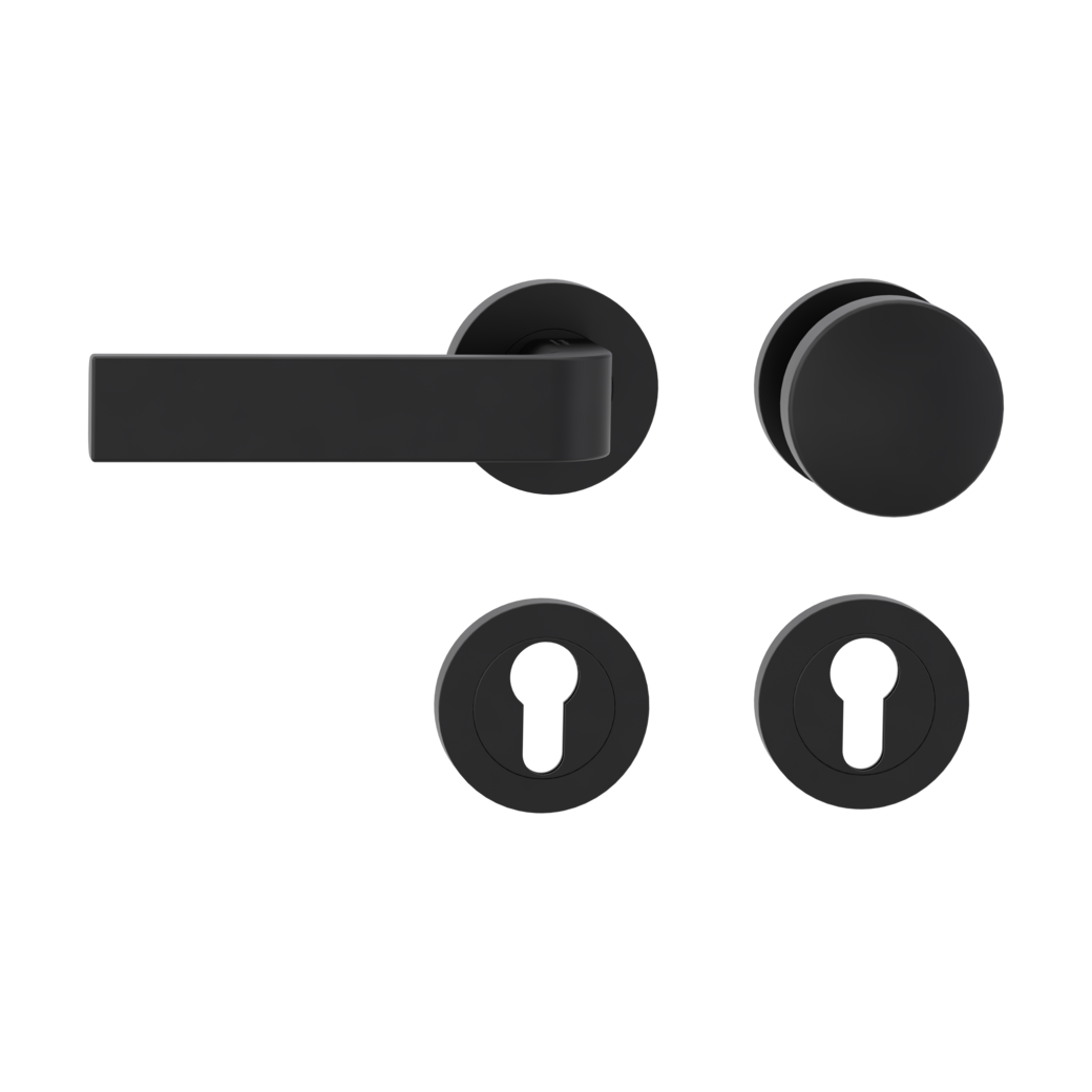 GRAPH alternate set Screw-on system GK4 round escutcheons Knob R2 34-45mm graphite black L