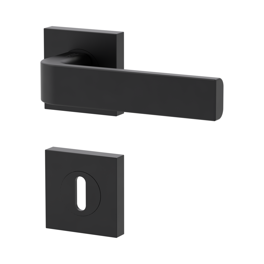 door handle set GRAPH screw on cl4 rose set square mortice lock graphite black