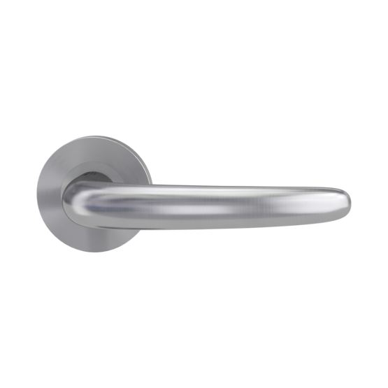 Isolated product image in perfect product view shows the GRIFFWERK rose set ULMER GRIFF PROF in the version unlockable - brushed steel - screw on