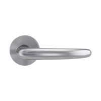 Isolated product image in perfect product view shows the GRIFFWERK rose set ULMER GRIFF PROF in the version unlockable - brushed steel - screw on