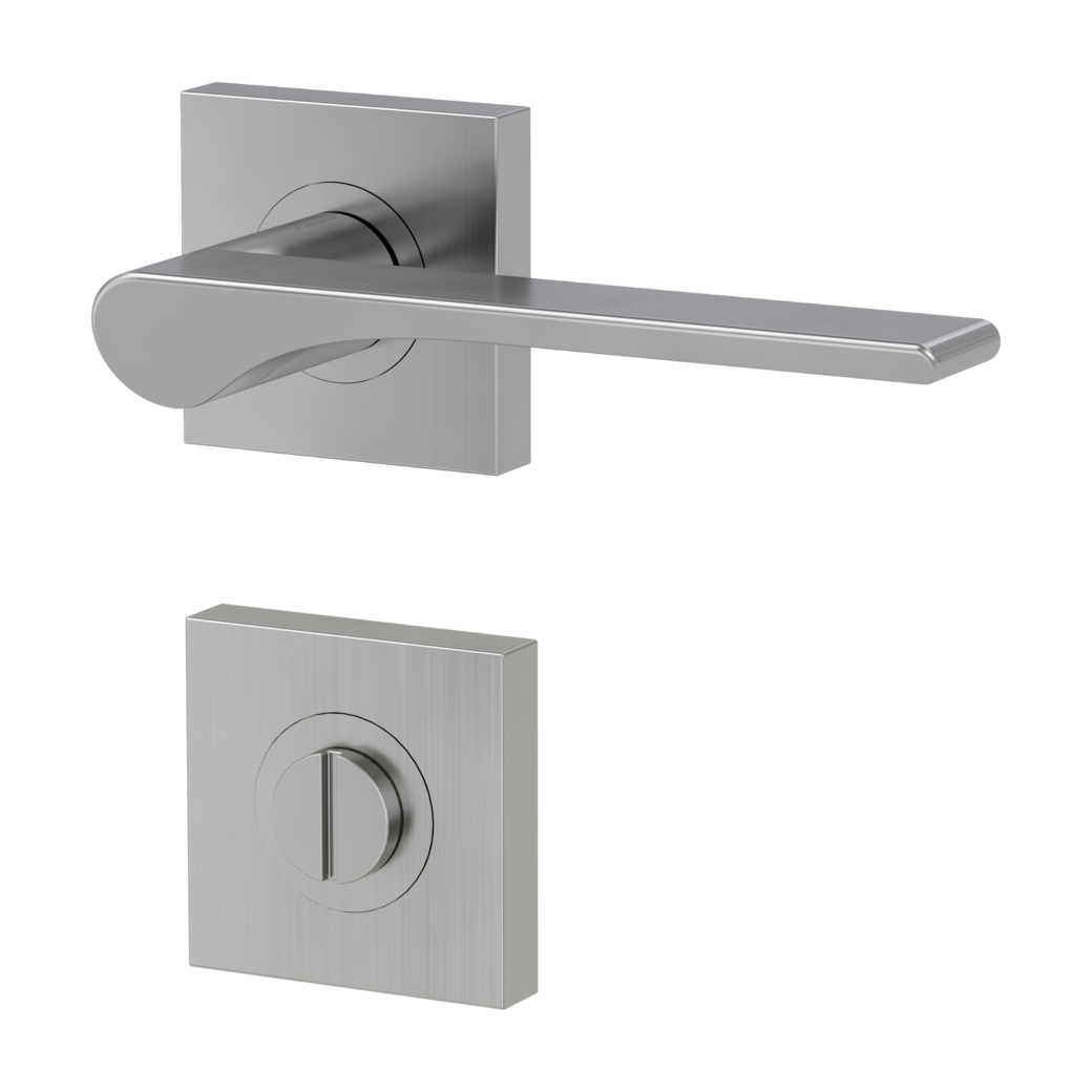 LEAF LIGHT door handle set Screw-on sys.GK4 straight-edged escut. WC velvet grey