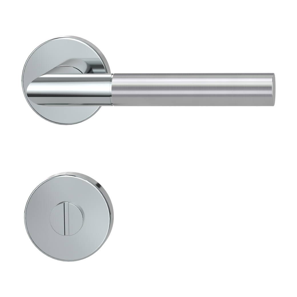 door handle set ARICA clip on cl3 rose set round wc polished/brushed steel