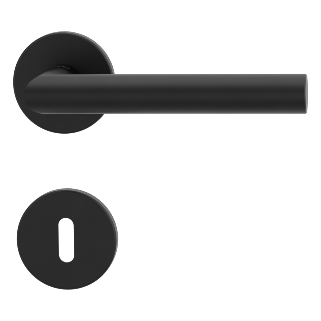 door handle set VAYA basic 195 LUCIA Fast2Fix GK3 round escutcheons cipher bit graphite black