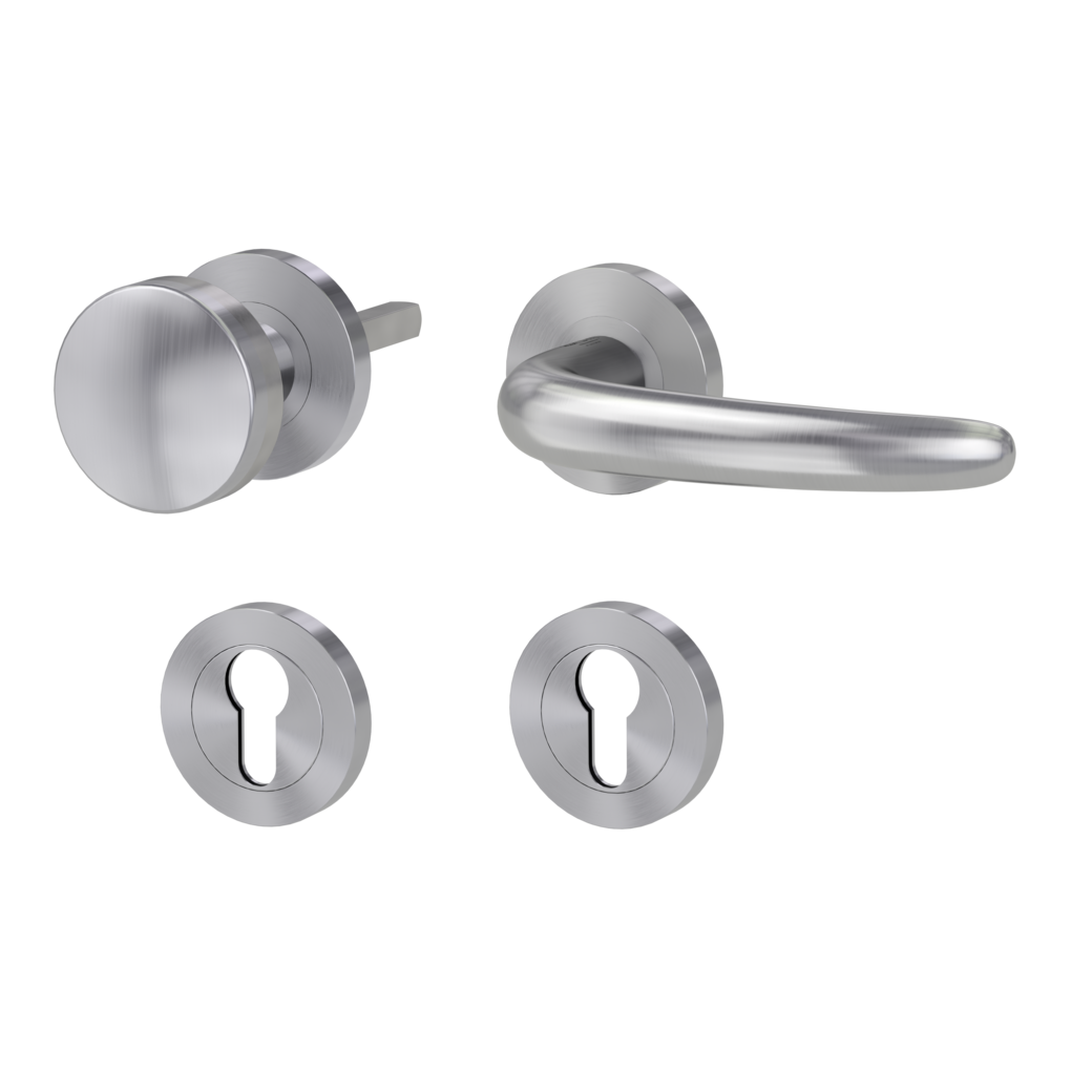 knob handle rose set ULMER GRIFF PROF screw on cl4 rose set round knob R2 brushed steel R