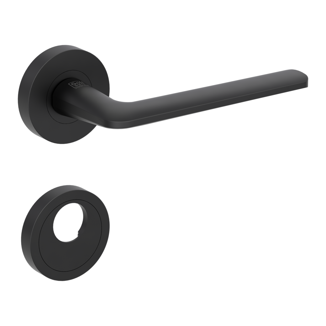 door handle set REMOTE screw on cl4 rose set round swiss profile graphite black