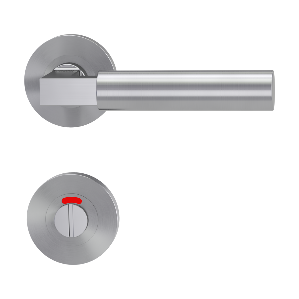 door handle set METRICO PROF screw on cl4 rose set round wc red/white brushed steel