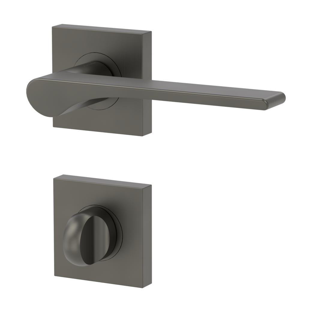 LEAF LIGHT door handle set Screw-on sys.GK4 straight-edged escut. WC cashmere grey