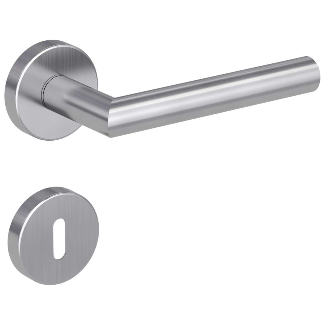 LUCIA door handle set Clip-on system GK3 round escutcheons Satin stainless steel cipher bit