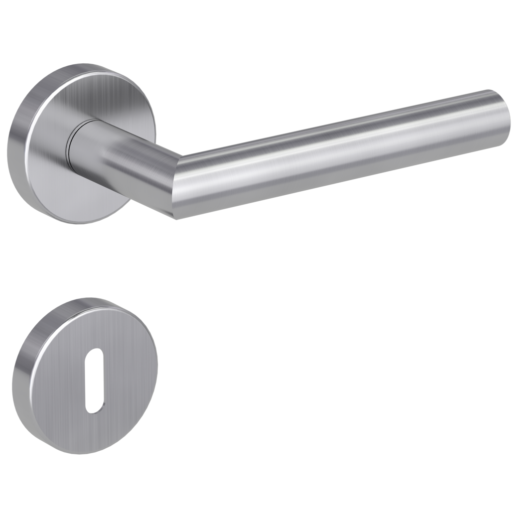 door handle set LUCIA clip on cl3 rose set round mortice lock brushed steel