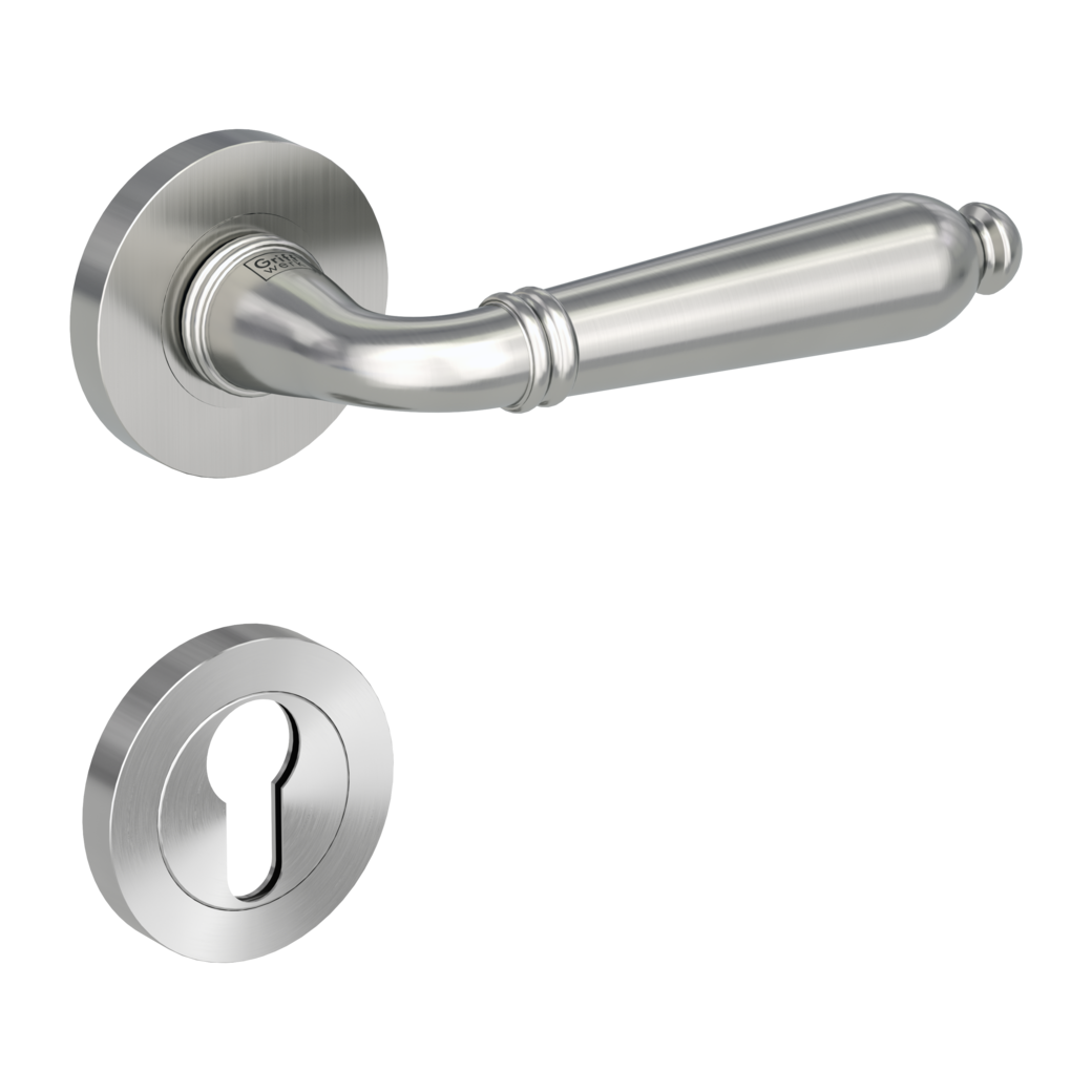 CAROLA door handle set Screw-on system GK4 round escutcheons Profile cylinder velvet grey