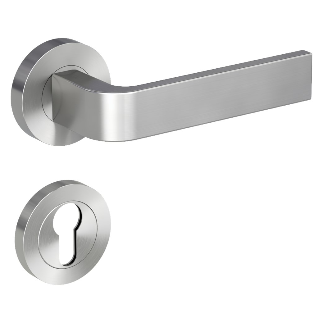 door handle set GRAPH screw on cl4 rose set round euro profile velvety grey