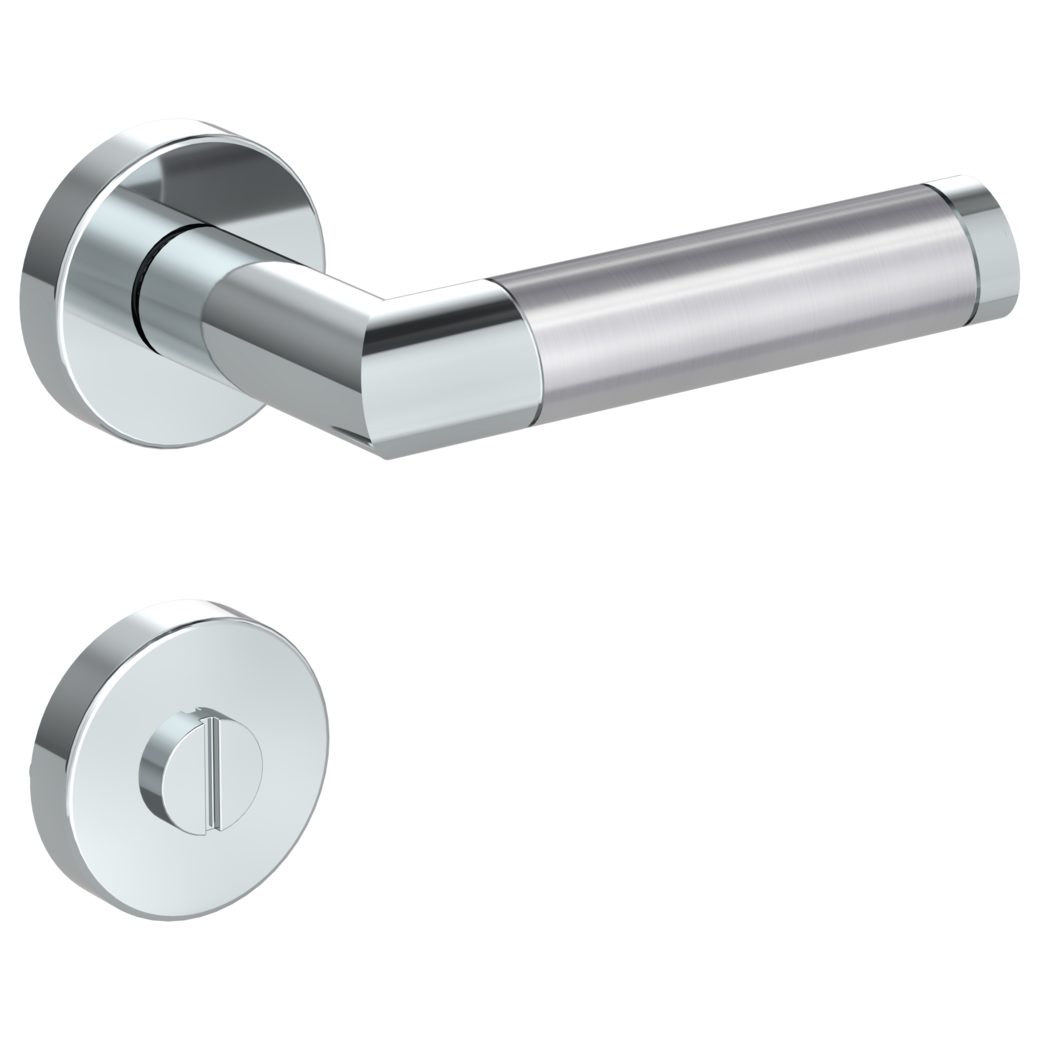 door handle set CHRISTINA clip on cl3 rose set round wc polished/brushed steel