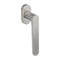 Silhouette product image in perfect product view shows the Griffwerk window handle AVUS in the version unlockable, velvety grey