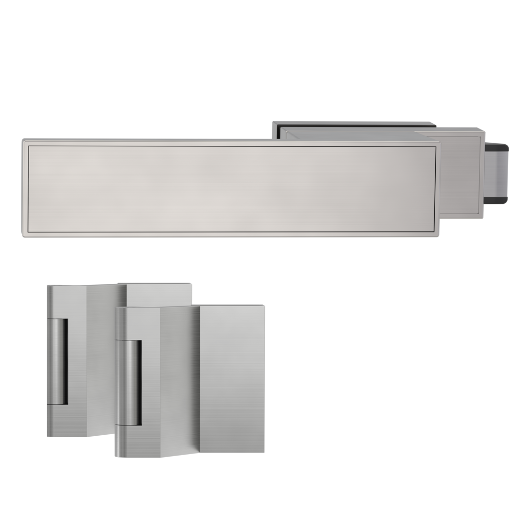 glass door lock set FRAME unlockable L silent 3-part hinges velvety grey