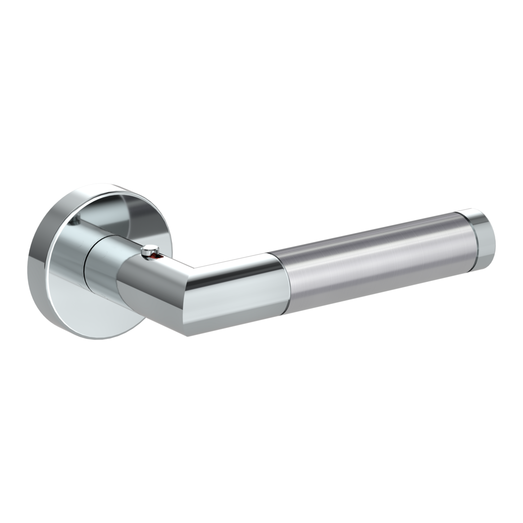 Juego de manillas de puerta LOREDANA Montaje clipado Rosetas redondas smart2lock 2.0 Dcha. Acero inox.pul.mate