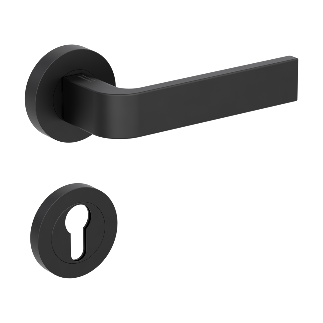 door handle set GRAPH screw on cl4 rose set round euro profile graphite black