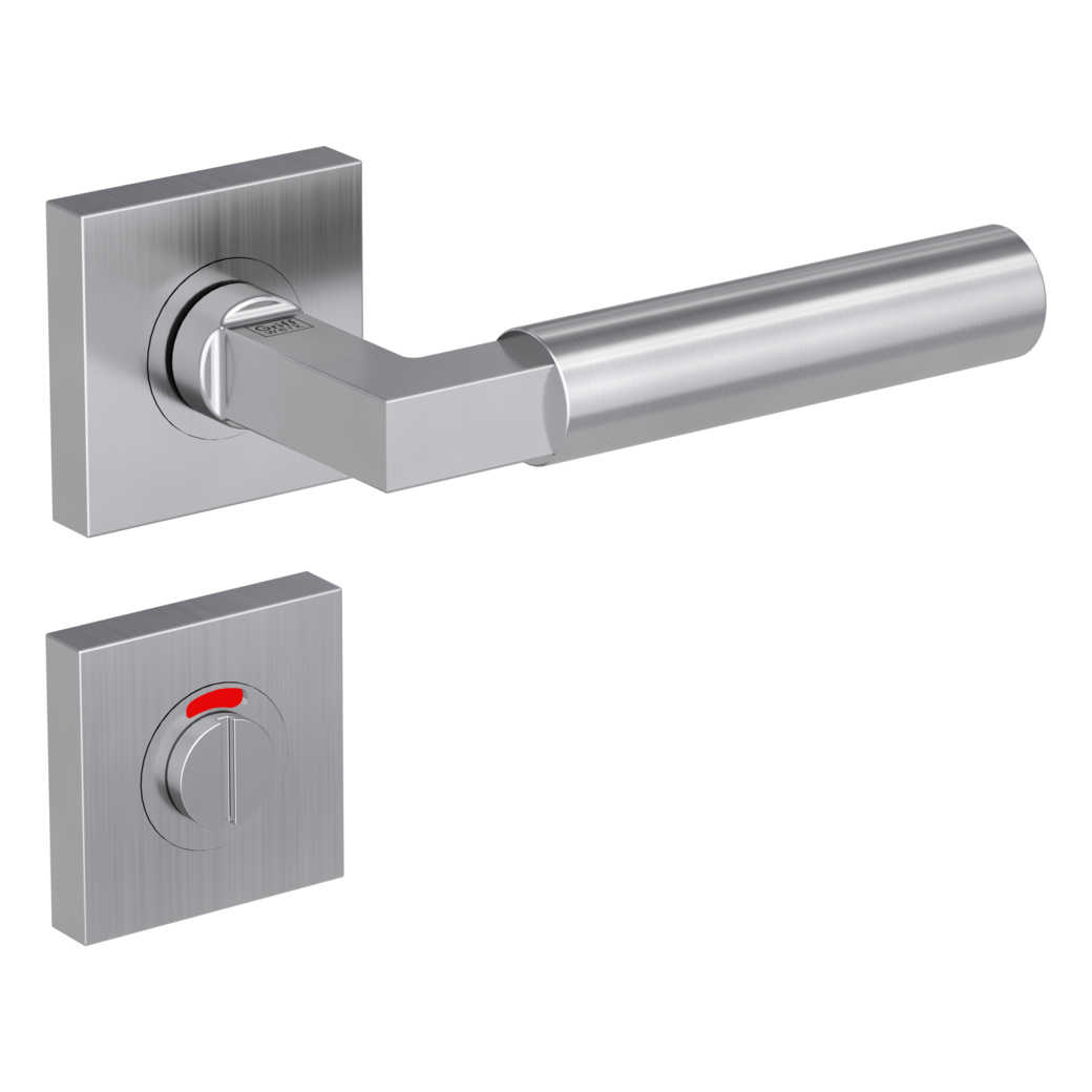 door handle set METRICO PROF screw on cl4 rose set square wc red/white brushed steel