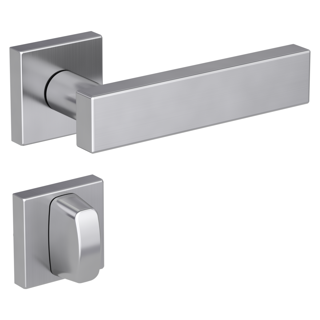 door handle set CARLA SQUARE clip on cl3 rose set square wc brushed steel