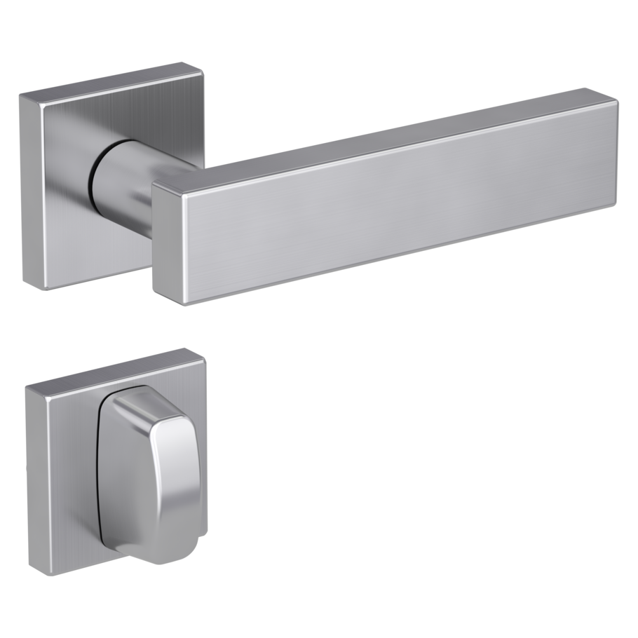 door handle set CARLA SQUARE clip on cl3 rose set square wc brushed steel