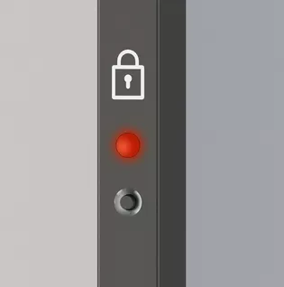 Bloqueo y apertura sencillos con sólo pulsar un botón. El LED rojo indica si la puerta está bloqueada.