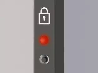 Bloqueo y apertura sencillos con sólo pulsar un botón. El LED rojo indica si la puerta está bloqueada.
