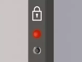 Porte verrouillée avec LED rouge allumée - PLANEO smart2lock Verrouillage et ouverture faciles par simple pression sur un bouton. La LED rouge allumée indique si la porte est verrouillée.