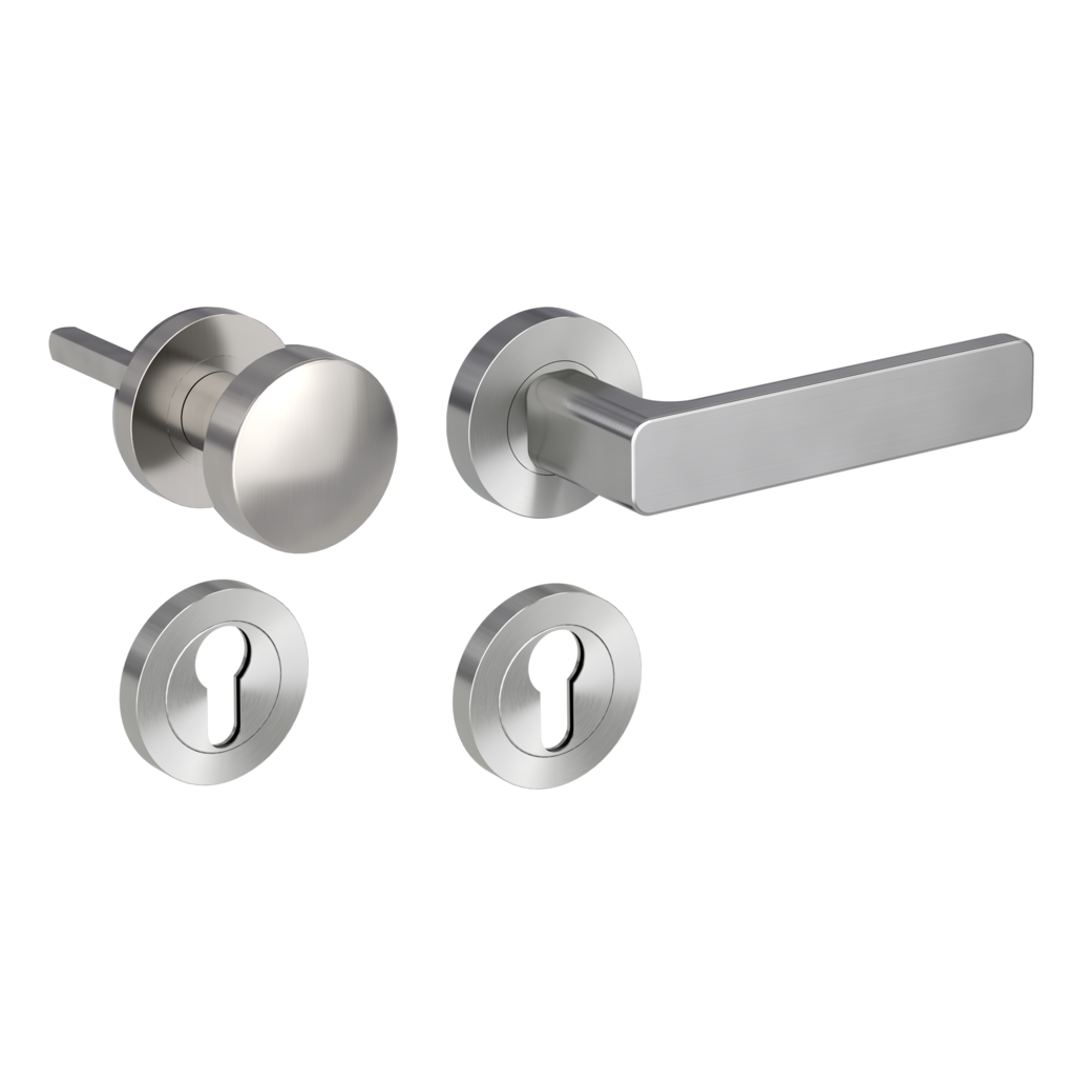 knob handle rose set MINIMAL MODERN screw on cl4 rose set round knob R2 34-45mm velvety grey R