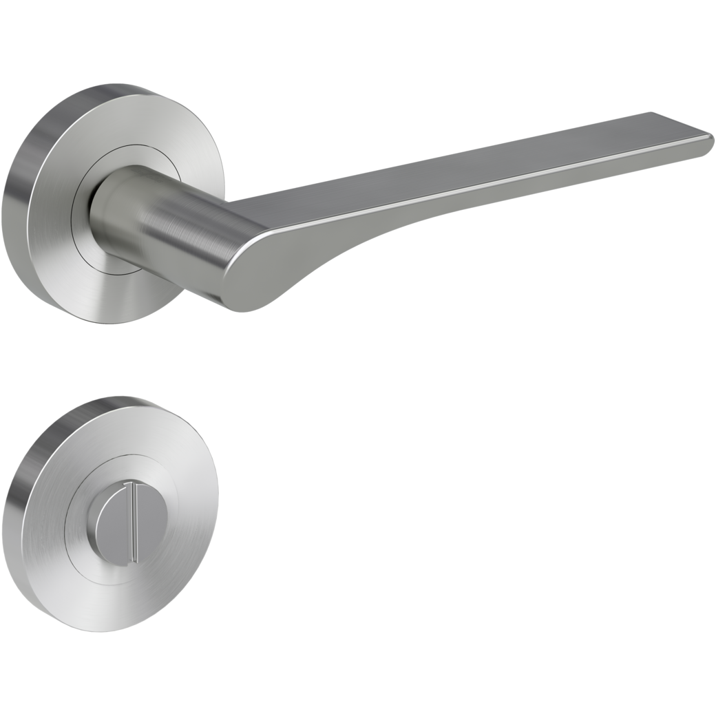 LEAF LIGHT door handle set Screw-on system GK4 round escutcheons WC velvet grey