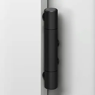 The picture shows the matching door hinge to Lucia door handles in graphite black.