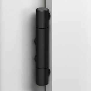 The picture shows the matching door hinge to Lucia door handles in graphite black.