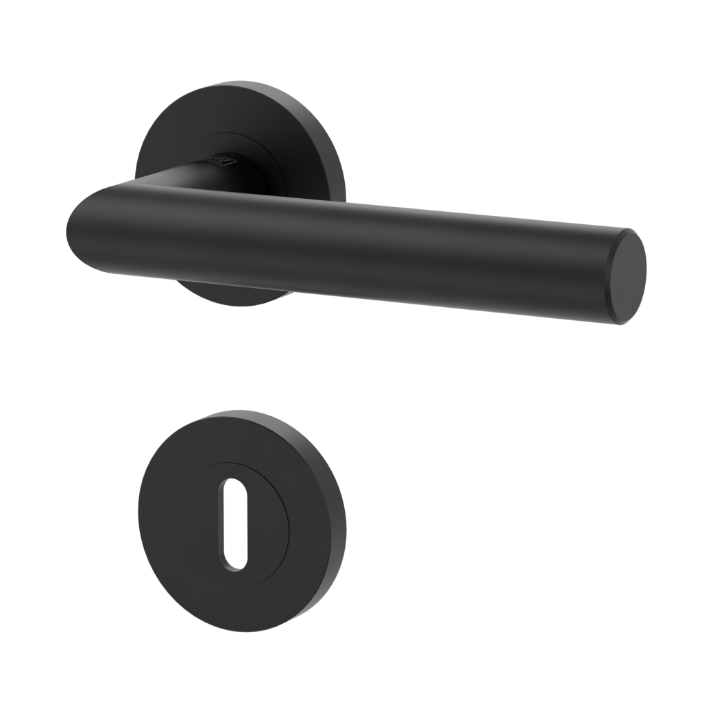 LUCIA PROF door handle set Screw-on system GK3 round escutcheons Cipher bit graphite black