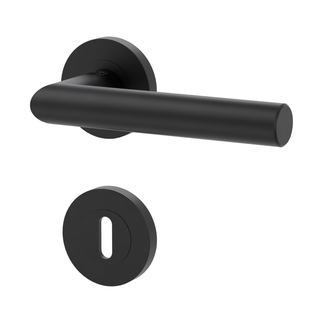 door handle set LUCIA PROF screw on cl3 rose set round mortice lock graphite black