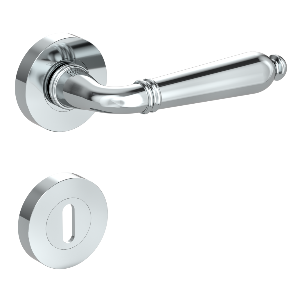 CAROLA door handle set Screw-on system GK4 round escutcheons Cipher bit chrome