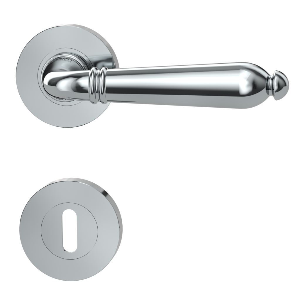 door handle set CAROLA screw on cl4 rose set round mortice lock chrome