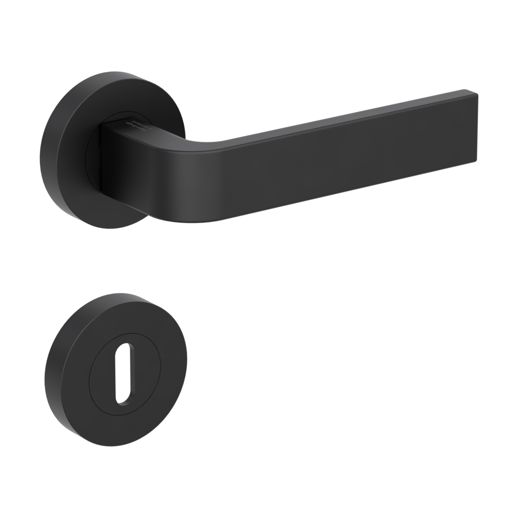 door handle set GRAPH screw on cl4 rose set round mortice lock graphite black