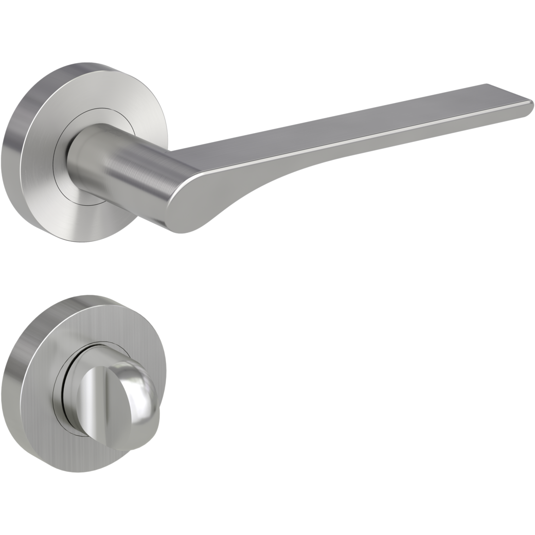 LEAF LIGHT door handle set Screw-on system GK4 round escutcheons WC velvet grey