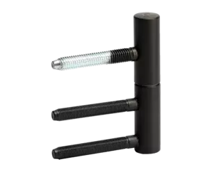 Bisagra para puertas de madera de 2 piezas vista en Superficie negro grafito Bisagra para puertas de madera de 2 piezas en Superficie negro grafito, en vista separada