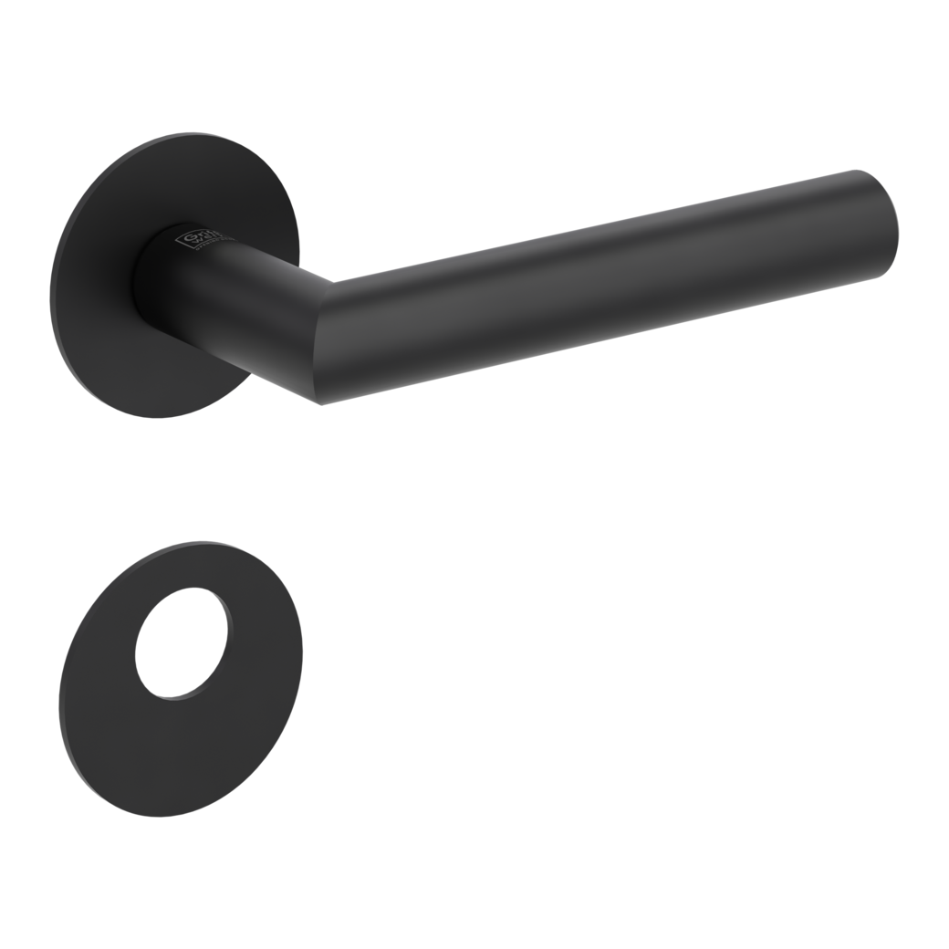 door handle set LUCIA PIATTA S flat rose rose set round swiss profile graphite black