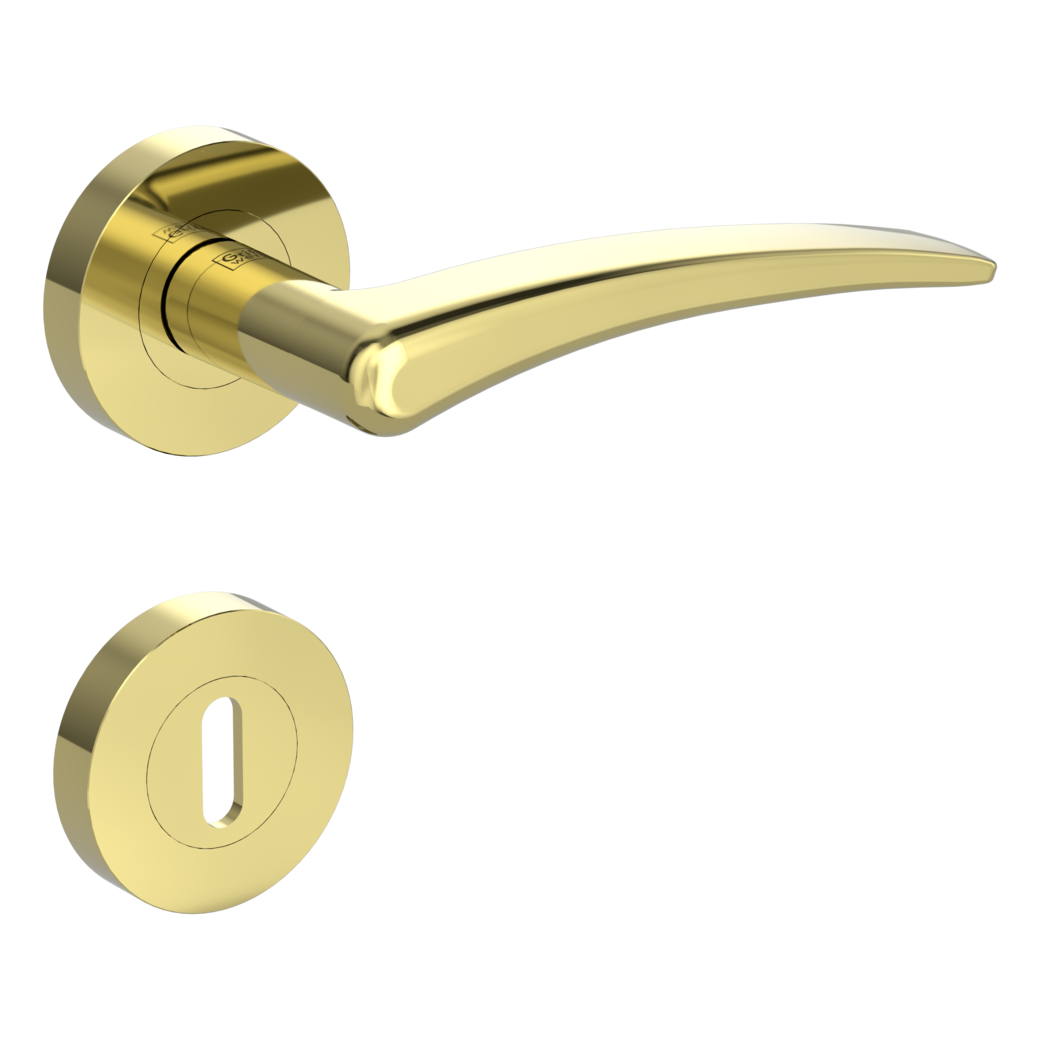 door handle set MARISA screw on cl4 rose set round mortice lock brass look