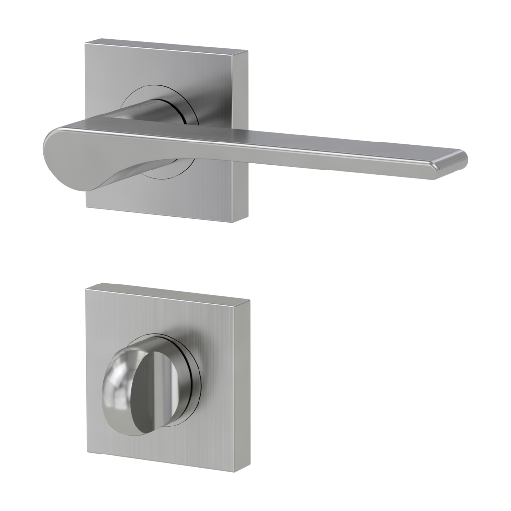 door handle set LEAF LIGHT screw on cl4 rose set square wc velvety grey
