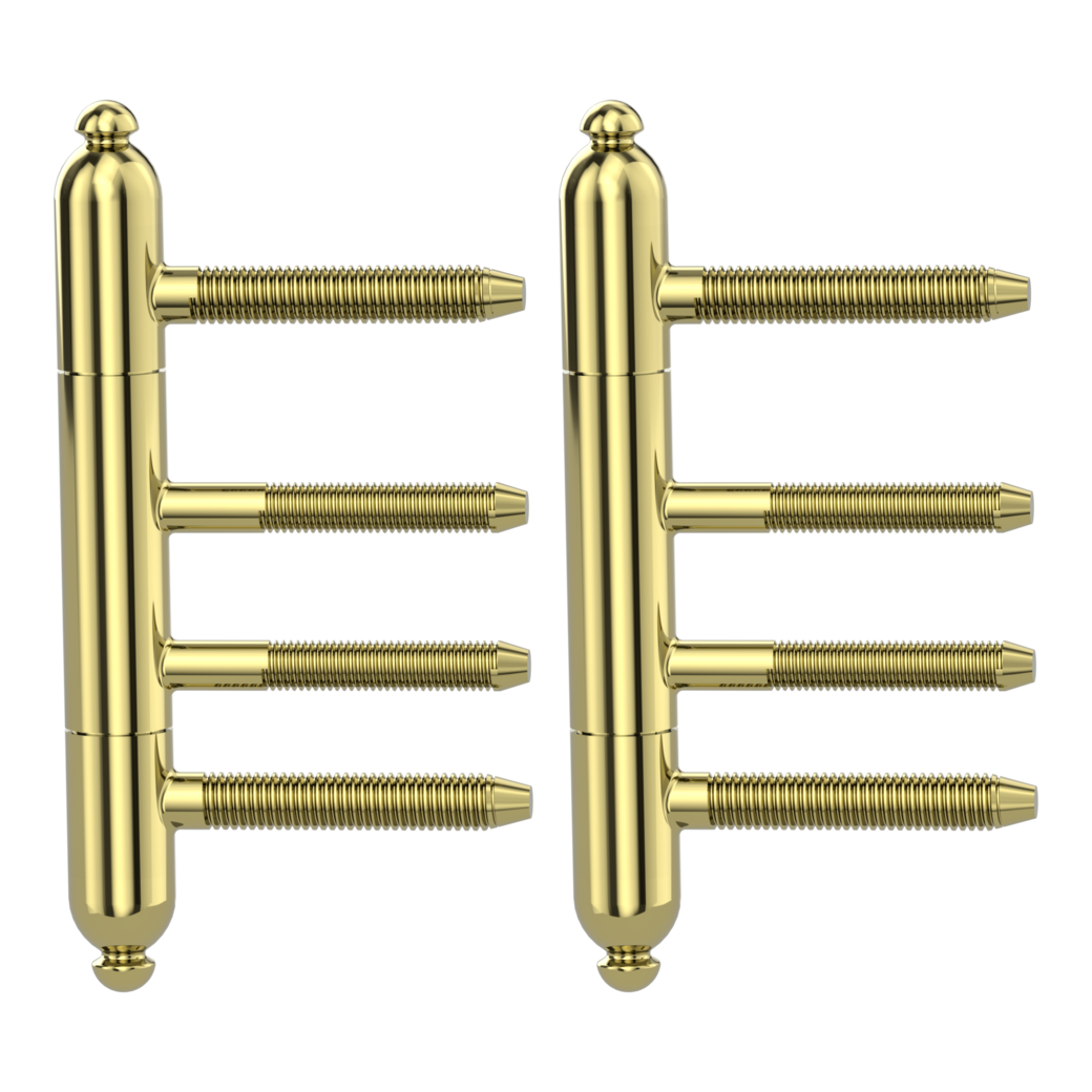AXUM 9302 pair of hing.incl.frame parts rebated doors 3-pc. Brass effect wooden frame