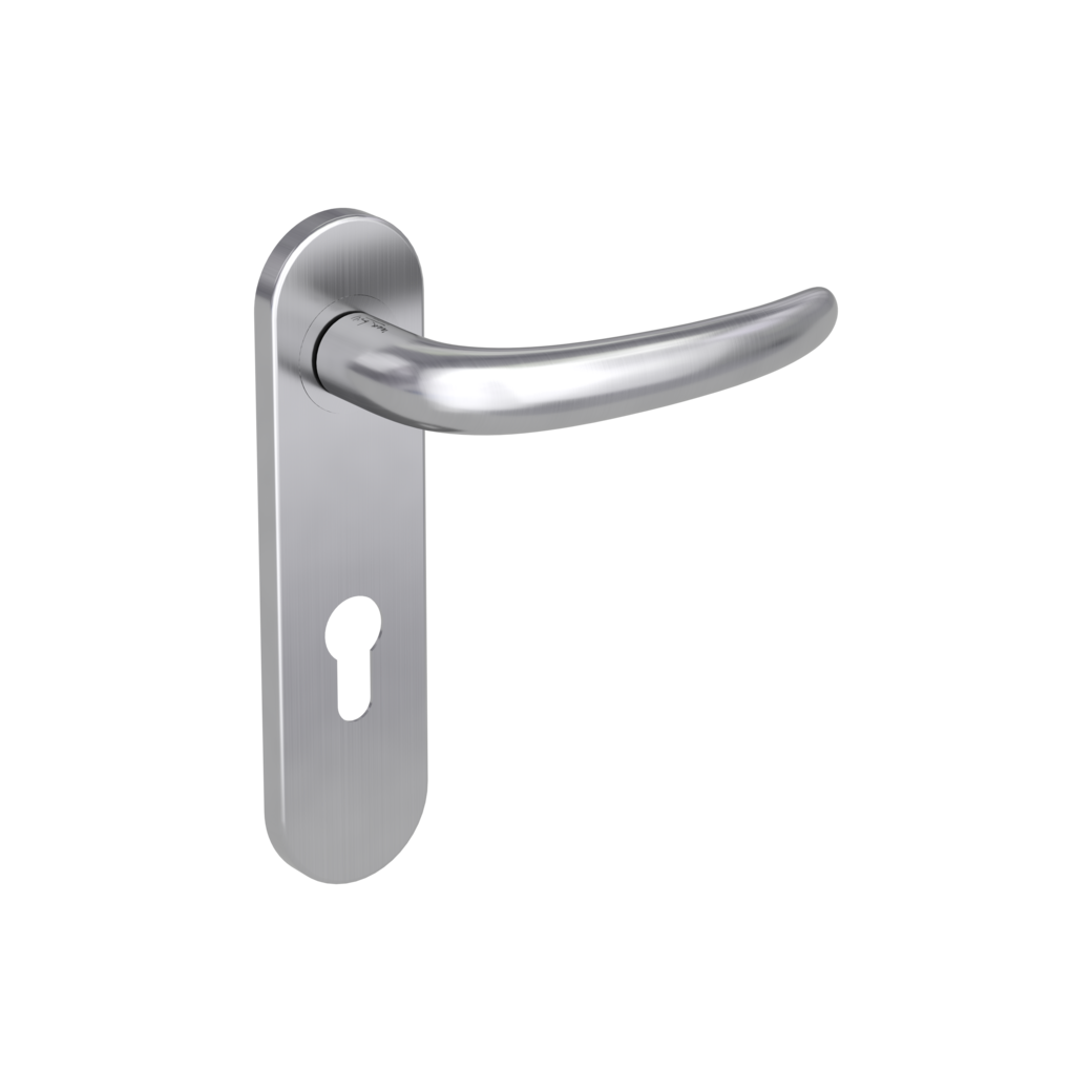 ULMER GRIFF PROF door handle set Screw-on system GK4 round short backpl. Satin stainless steel profile cylinder