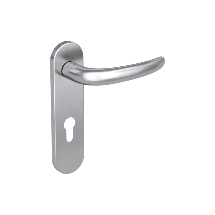 door handle set ULMER GRIFF PROF screw on cl4 short plate round euro profile brushed steel