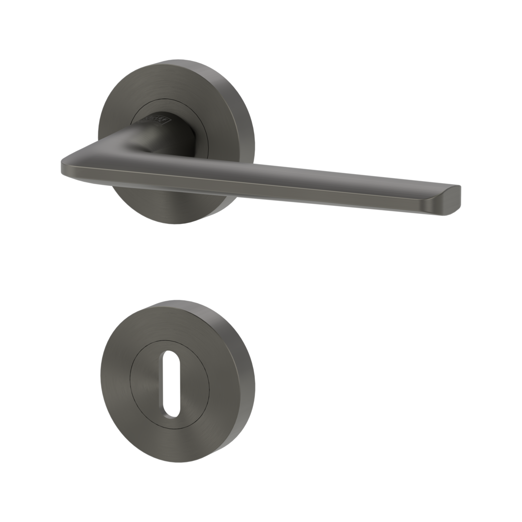 REMOTE door handle set Screw-on system GK4 round escutcheons Cipher bit cashmere grey