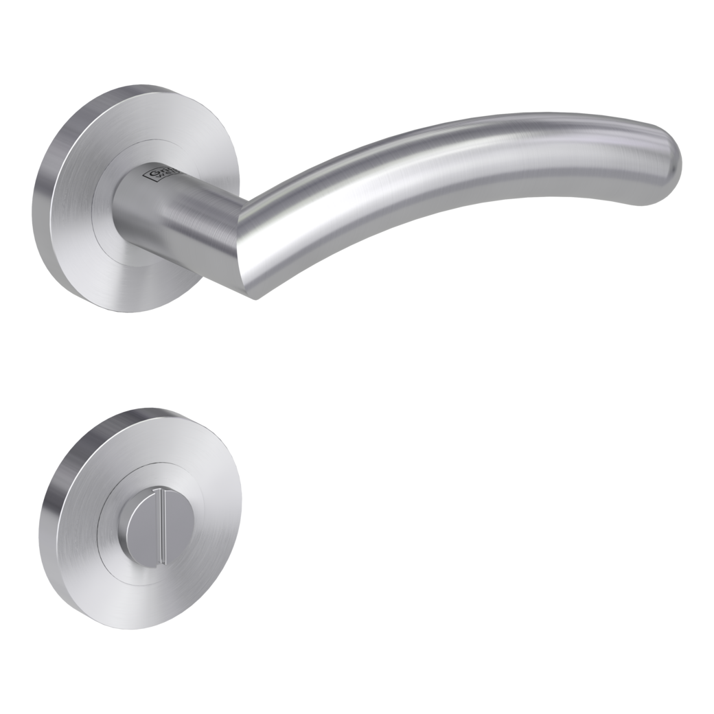 door handle set SAVIA PROF screw on cl3 rose set round wc brushed steel