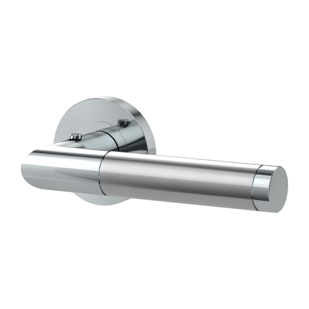 LOREDANA PROF door handle set Screw-on system round escutcheons smart2lock 2.0 R pol.-satin st.steel