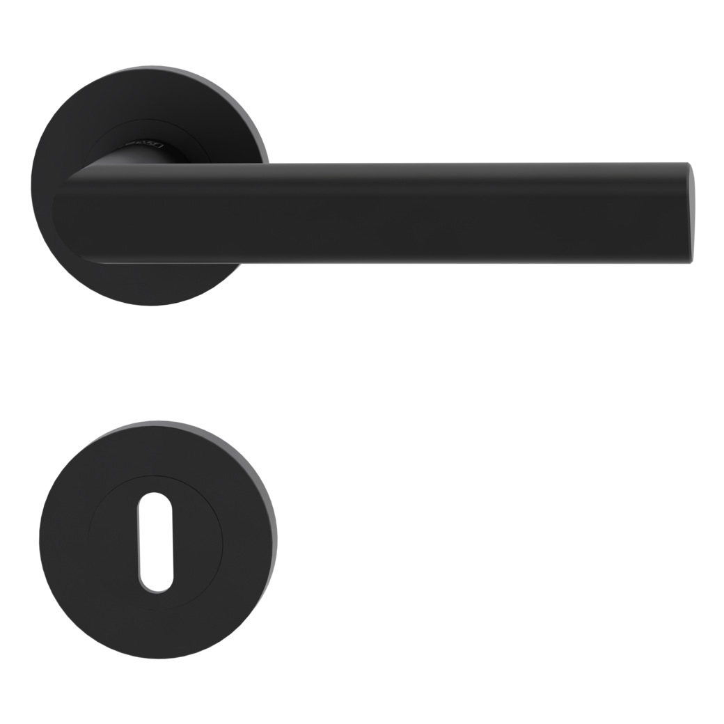 TRI 134 door handle set Screw-on system GK3 round escutcheons Cipher bit graphite black